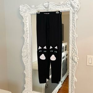 New York Couture *One of a Kind* Handmade Reconstructed Black Cat Leggings